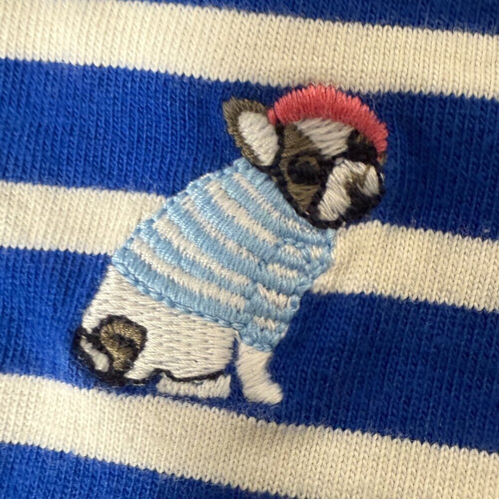 Talbots Royal Blue & White Stripe Shirt with Frenchies Size Large